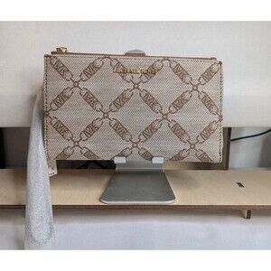 Michael Kors Jet Set Travel Double Zip Wristlet/Wallet- Natural/Luggage (Brown)